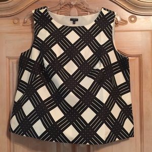 Talbots silk Cream/Blk sleeveless 18W top lined